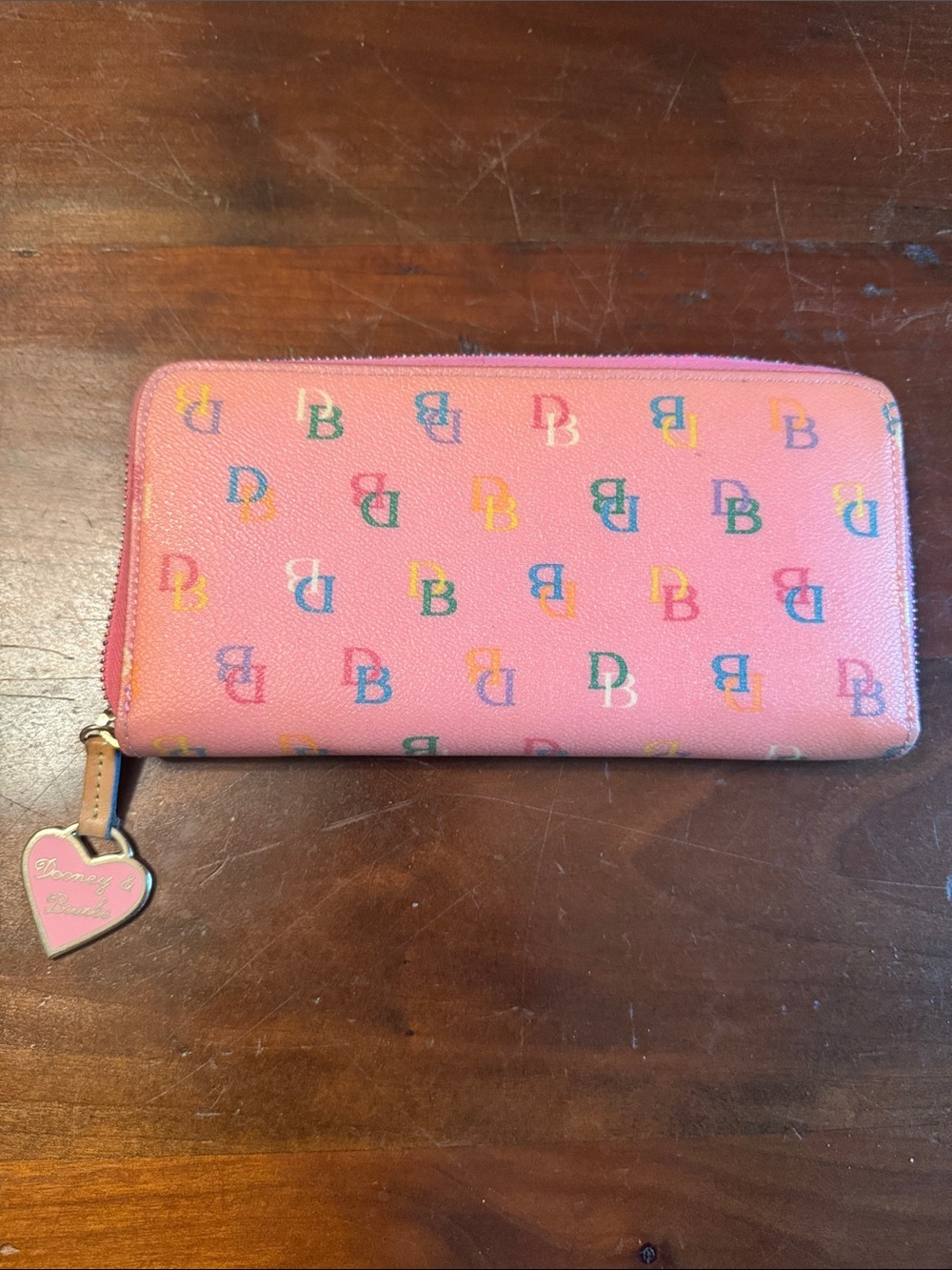 Dooney & Bourke Pink Logo Satchel Set with Tan Trim and Matching Wallet - Picture 2 of 9